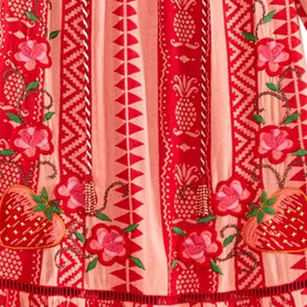 Farm Rio Pineapple Jacquard Split-Neck Maxi Dress - Picture 5 of 16